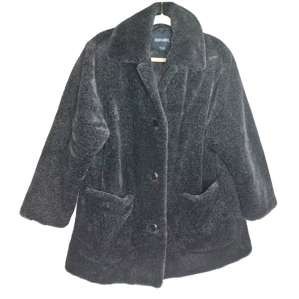 BERNARDO Faux Fur Button Closure Jacket Size Large